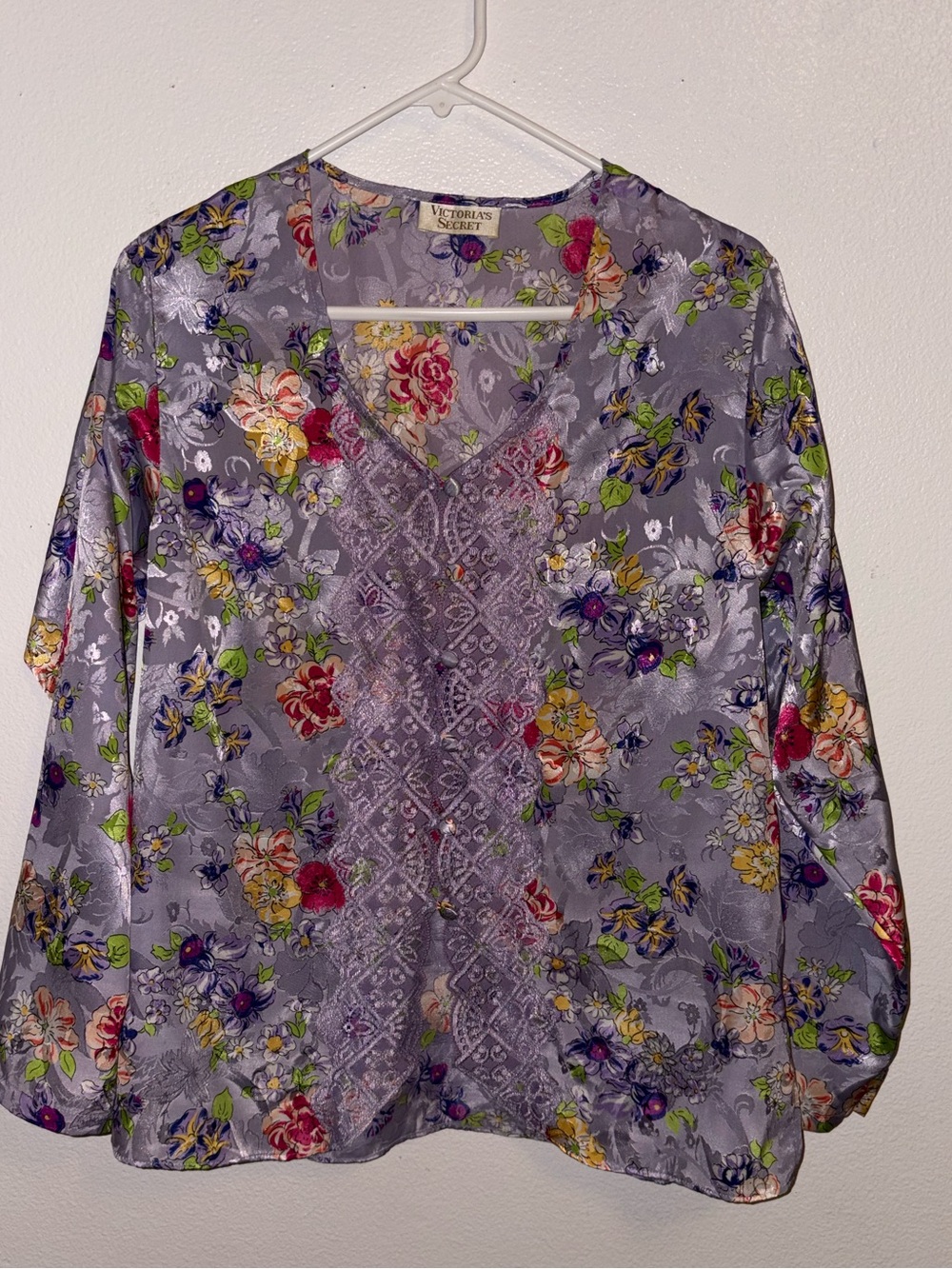 Victoria's Secret Lavender Floral Button Up Long-Sleeve Pajama Top No Size